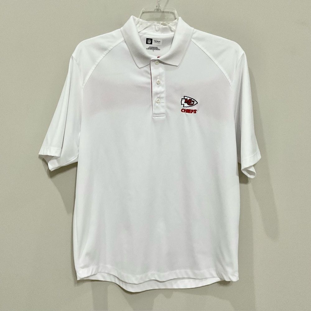 Kansas City Chiefs Polo Men’s Sz Lg White KC Arrowhead Embroidered Logo
